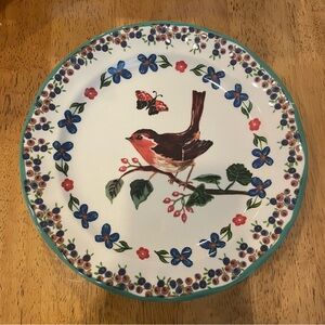 NWT Anthropologie Nathalie Lete Bird Butterfly Floral Salad Dessert Plate